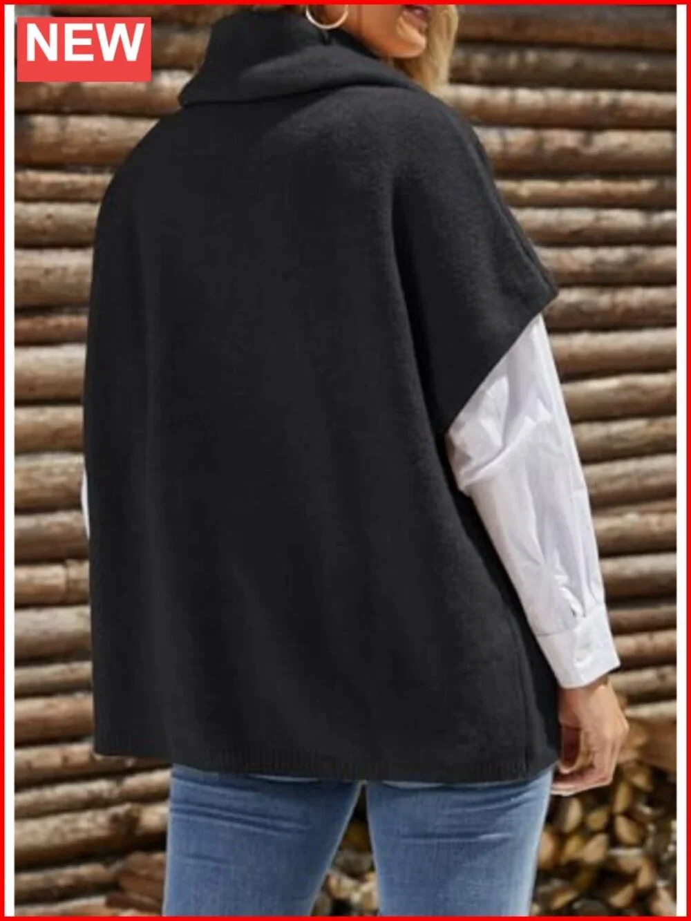 Oversized Turtleneck Sweater Short Sleeve Pullover Women's
